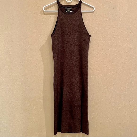 House of Harlow 1960 Revolve Ribbed Midi Dress BodyCon Knit Metallic Halter M - Picture 4 of 10